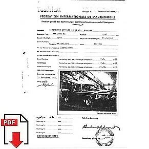 1967 BMW 2000 TI FIA homologation form PDF download
